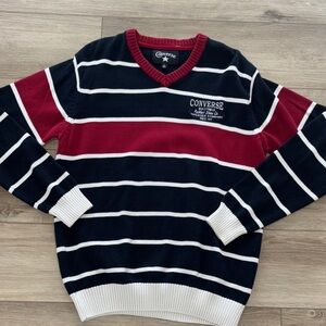 Vintage Converse Men's V-Neck Sweater - navy , Red, and White size large